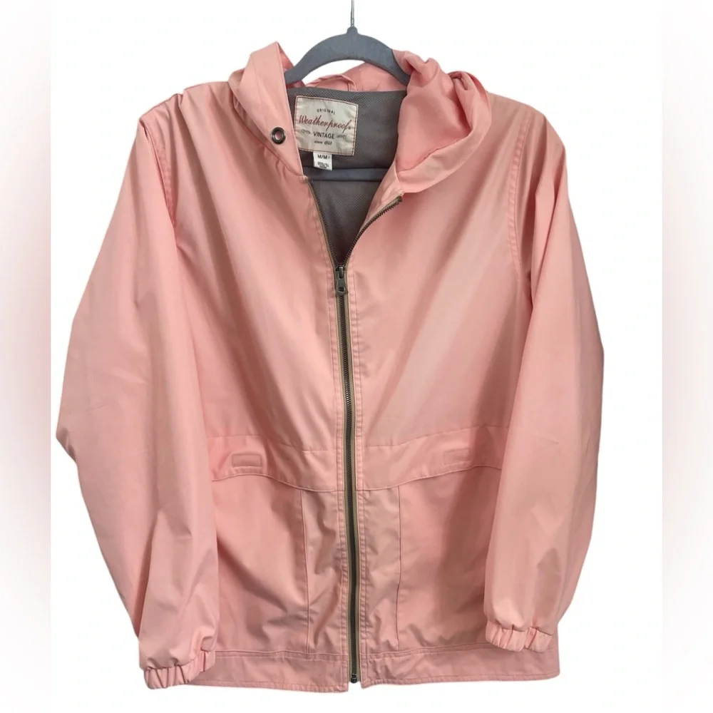 Original Weatherproof Vintage Light Peach Hooded Pockets Jacket Sz(Medium)